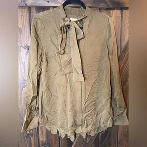 Michael Kors 100% Silk Neck Bow Blouse